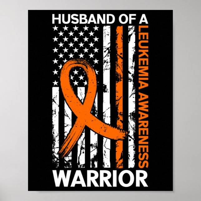 Leukemi Awareness USA US American Flagga For Husby Poster (Framsidan)