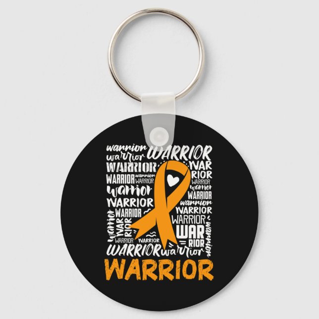 Leukemi Blood Cancer Warrior Orange Ribbon Awaren Nyckelring (Framsida)