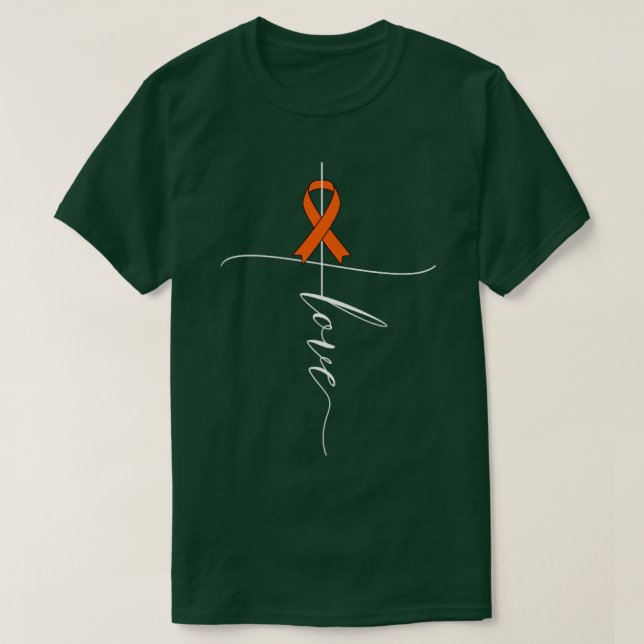 Leukemi Cancer Awareness Kärlek Orange Ribbon Gift T Shirt (Design framsida)