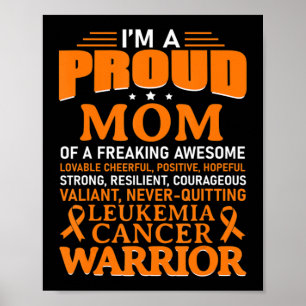 Leukemi Cancer Awareness Survivor Orange Ribbon M Poster