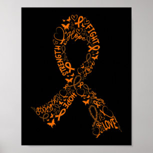 Leukemi Cancer Fight Warrior Orange Ribbon Awaren Poster
