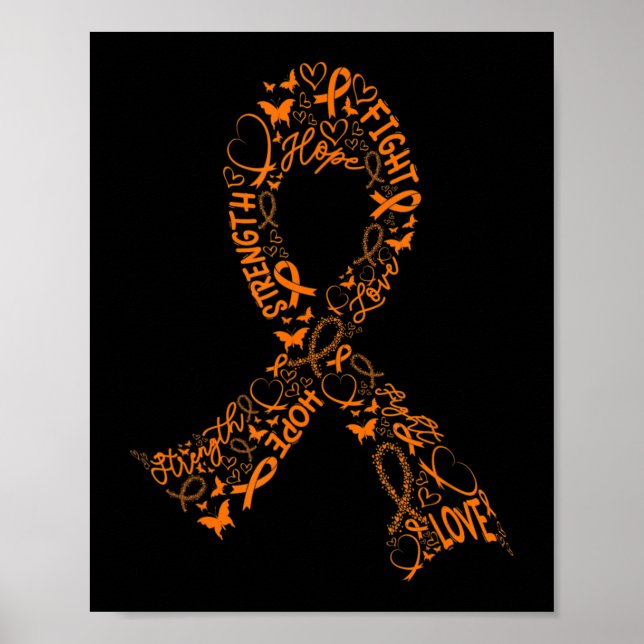 Leukemi Cancer Fight Warrior Orange Ribbon Awaren Poster (Framsidan)