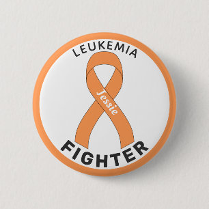 Leukemi Cancer Fighter Ribbon White Button Knapp