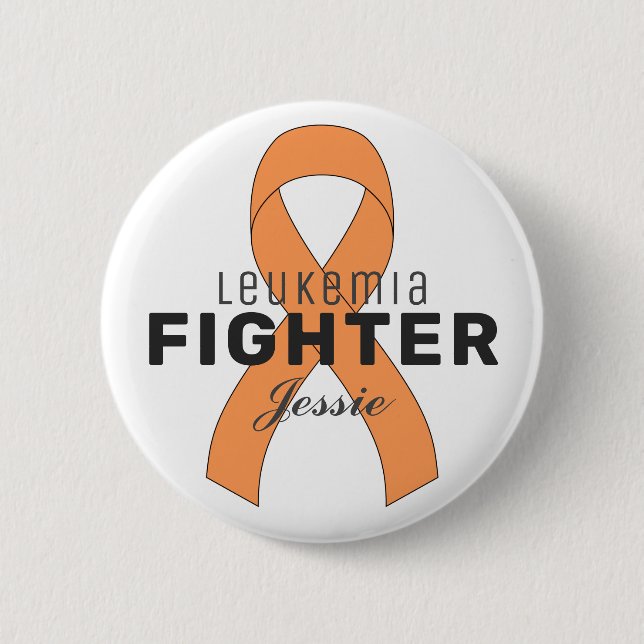 Leukemi Cancer Ribbon White Button Knapp (Framsida)