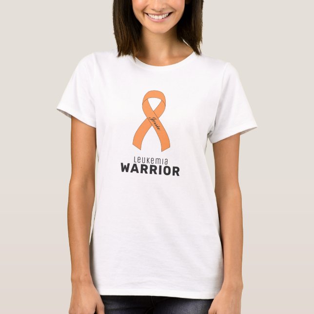 Leukemi Cancer Ribbon White T- Shirt T Shirt (Framsida)