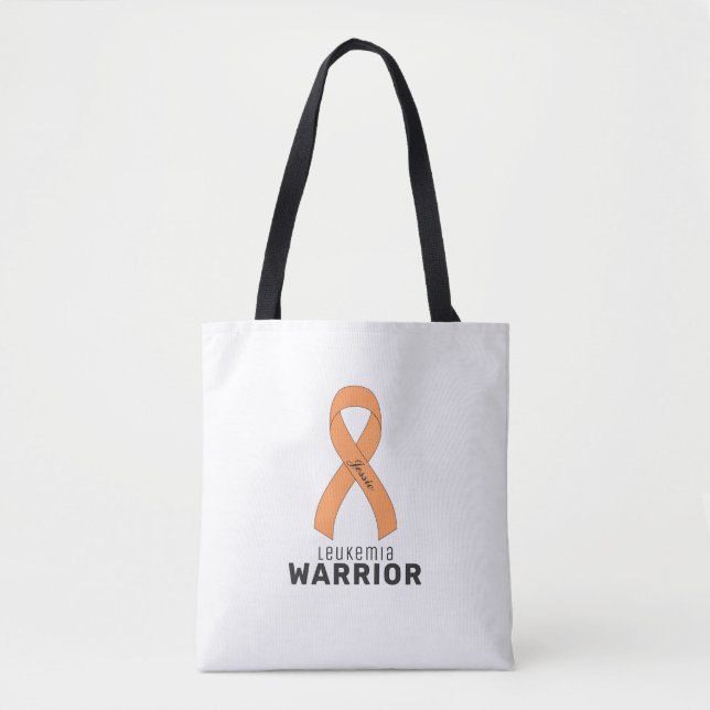 Leukemi Cancer Ribbon White Tote Bag Tygkasse (Framsida)