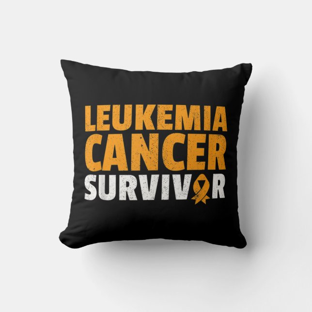 Leukemi Cancer Survivor Orange Ribbon Awareness Kudde (Framsida)