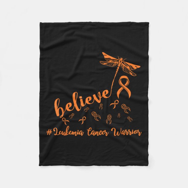 Leukemi Cancer Warrior Dragonfly tror hoppet Fleecefilt (Framsidan)