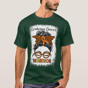 Leukemi Cancer Warrior Messy Bun Orange Ribbon Le T Shirt