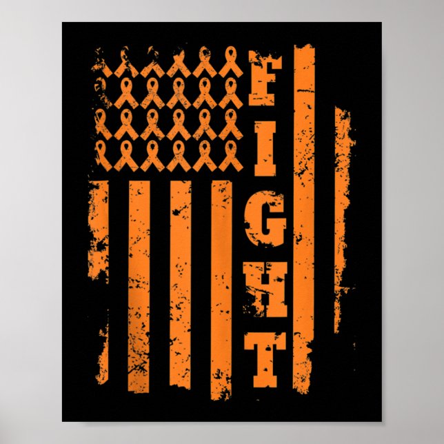 Leukemi Cancermedvetenhet Leukemi Orange Ribbon Poster (Framsidan)