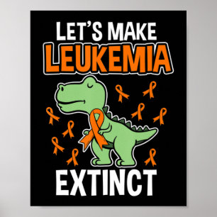 Leukemi Dinosaur Orange Ribbon Hematolog Repti Poster