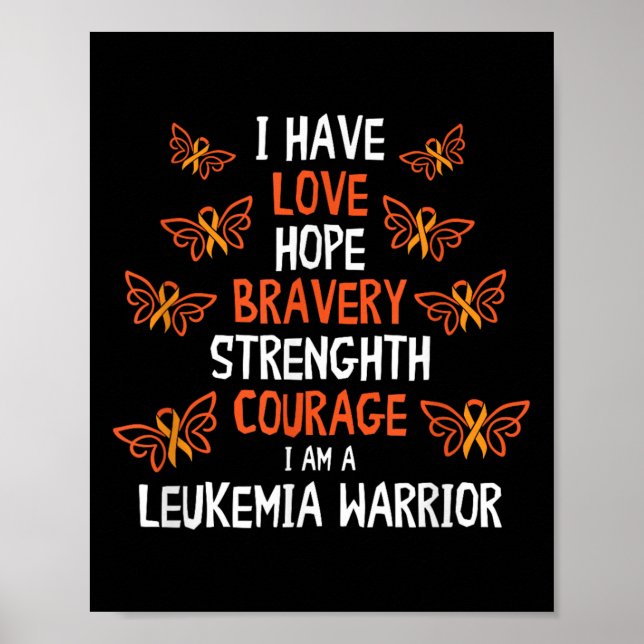 Leukemi I Hope Bravery Leukemia Awareness Orange Poster (Framsidan)