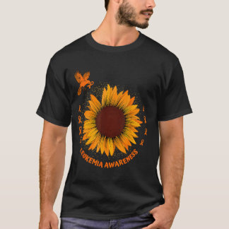 Leukemi medvetenhet band orange blomma fågel hopp t shirt