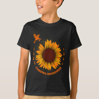 Leukemi medvetenhet band orange blomma fågel hopp t shirt