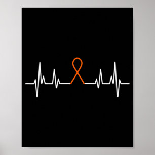 Leukemi Medvetenhet Blodcancer Orange Bårbenshår Poster