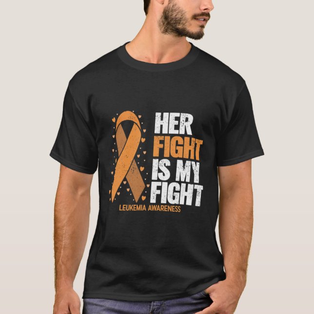 Leukemi Medvetenhet Hennes kamp är min kamp Leukem T Shirt (Framsida)