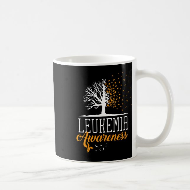 Leukemi medvetenhet månad fjäril träd blod canc kaffemugg (Höger)