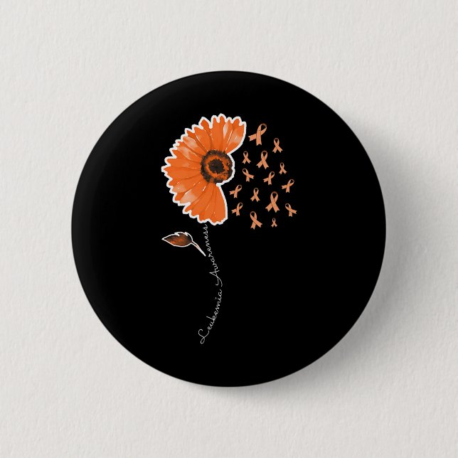 Leukemi medvetenhet Warrior Orange Band Rosett Sol Knapp (Framsida)