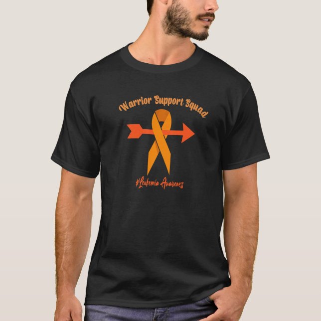 Leukemi Medvetenhet Warrior Stöd Squad En Orange T Shirt (Framsida)