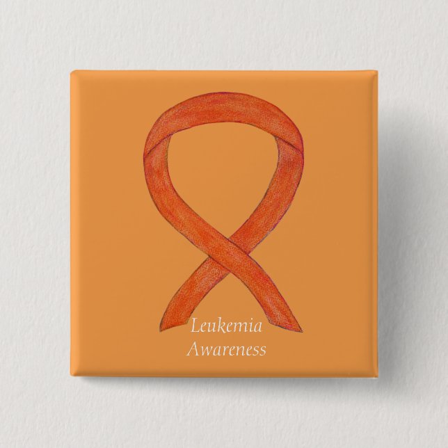 Leukemi Orange Awareness Ribbon Anpassningsbar Art Knapp (Framsida)