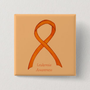 Leukemi Orange Awareness Ribbon Anpassningsbar Art Knapp