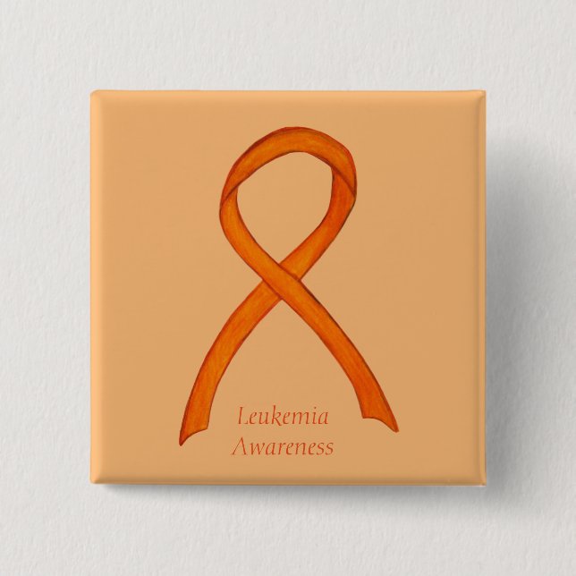 Leukemi Orange Awareness Ribbon Anpassningsbar Art Knapp (Framsida)