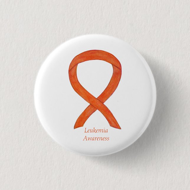 Leukemi Orange Awareness Ribbon Anpassningsbar Art Knapp (Framsida)