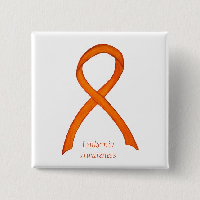Leukemi Orange Awareness Ribbon Anpassningsbar Art Knapp (Framsida)