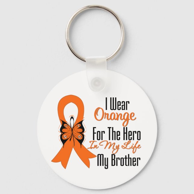 Leukemi Orange Ribbon Hero My Brother Nyckelring (Framsida)