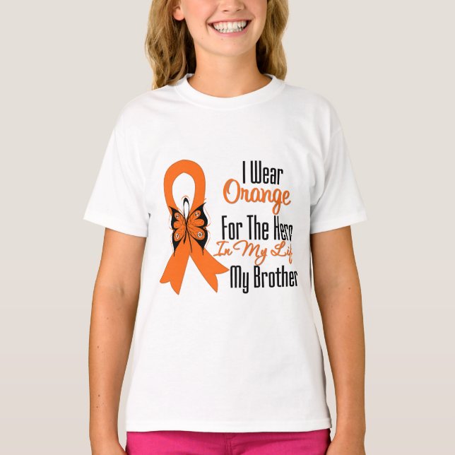 Leukemi Orange Ribbon Hero My Brother T-shirt (Framsida)