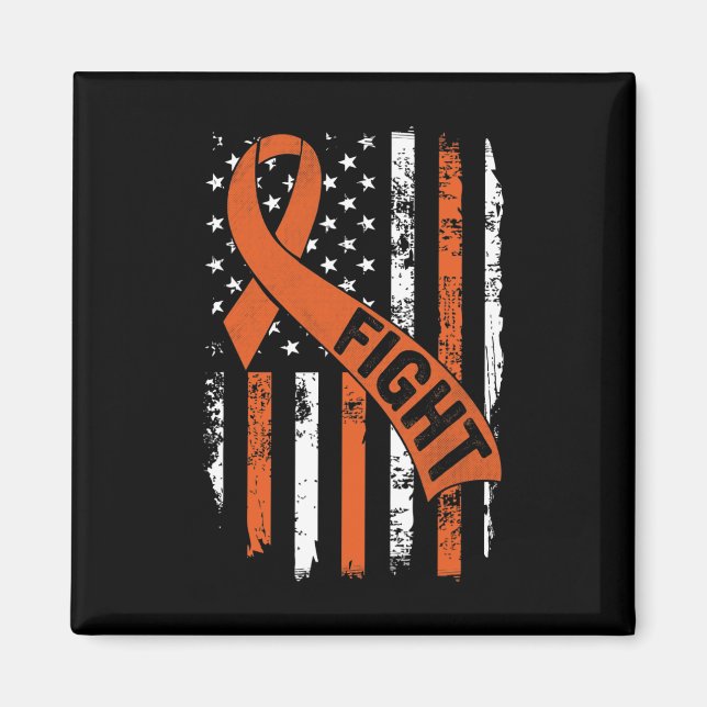 Leukemi Ribbon Fight American Flagga Leukemia Medv Magnet (Framsidan)