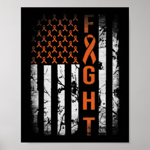 Leukemi Ribbon Fight American Flagga Leukemia Medv Poster