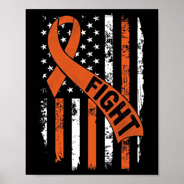 Leukemi Ribbon Fight American Flagga Leukemia Medv Poster (Framsidan)