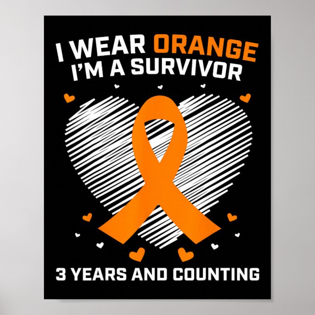 Leukemi Survivor Gifts 3 års Cancer Free Awaren Poster (Framsidan)