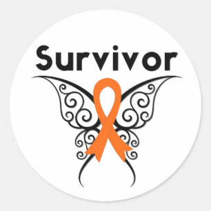 Leukemi Survivor Tribal Butterfly Runt Klistermärke