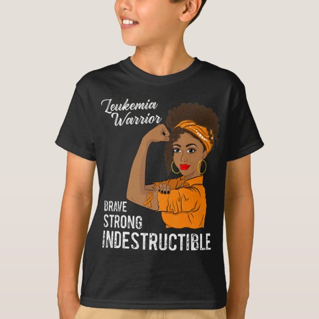 Leukemi Warrior Indestrucsible Cancer Survivor Aw T Shirt (Framsida)