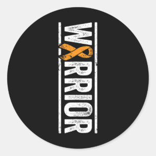 Leukemi Warrior - Lodrät Orange Cancer Awarenes Runt Klistermärke