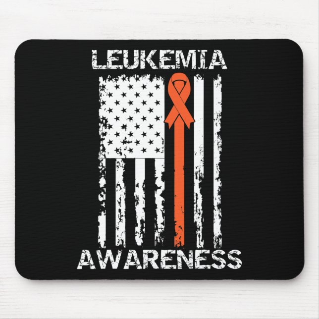 Leukemia Awareness American Flagga Orange Ribbon Musmatta (Framsidan)