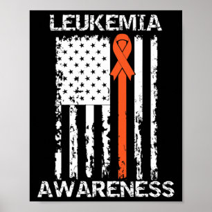 Leukemia Awareness American Flagga Orange Ribbon Poster