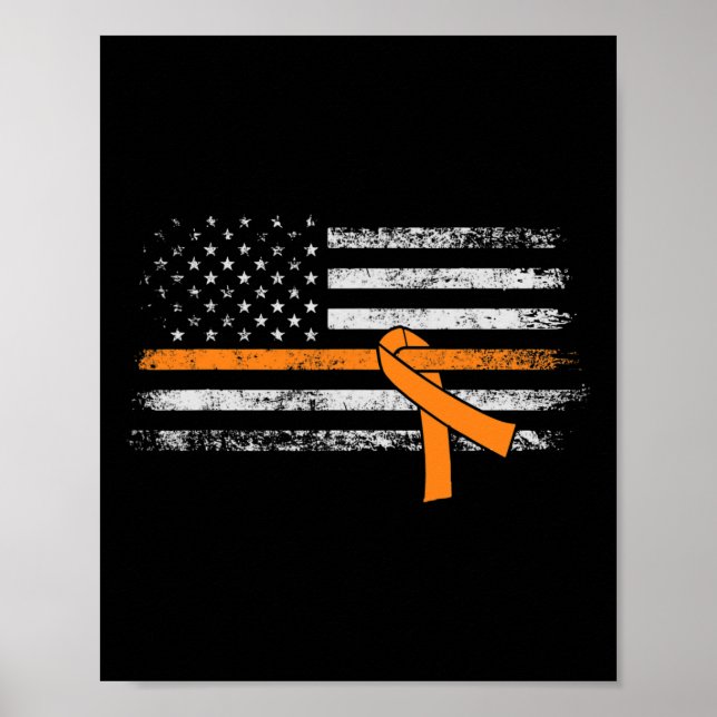 Leukemia Awareness American Flagga Poster (Framsidan)