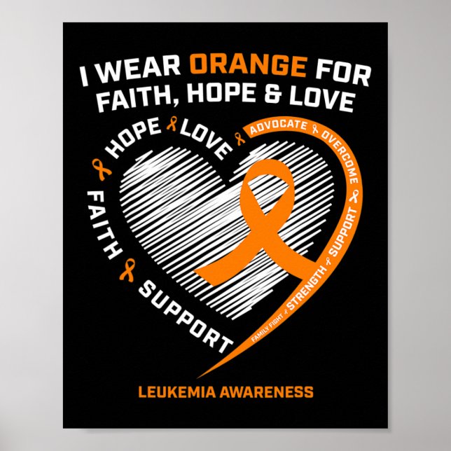 Leukemia Awareness Faith Hope Kärlek Leukemia Medv Poster (Framsidan)