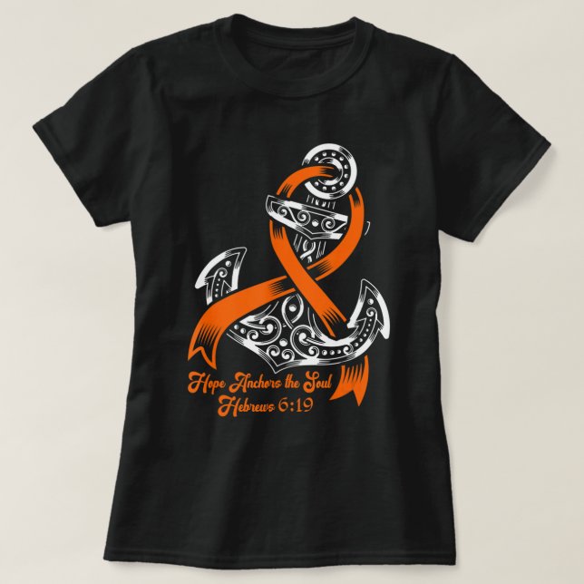 Leukemia Awareness  Hope Anchors The Soul Hebrews  T Shirt (Design framsida)