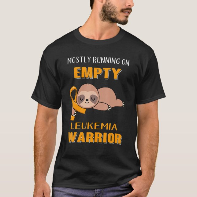 Leukemia Awareness Mostly Running On Empty Warrior T Shirt (Framsida)