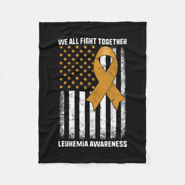 Leukemia Awareness Orange Ribbon USA flagga Warrio Fleecefilt (Framsidan)