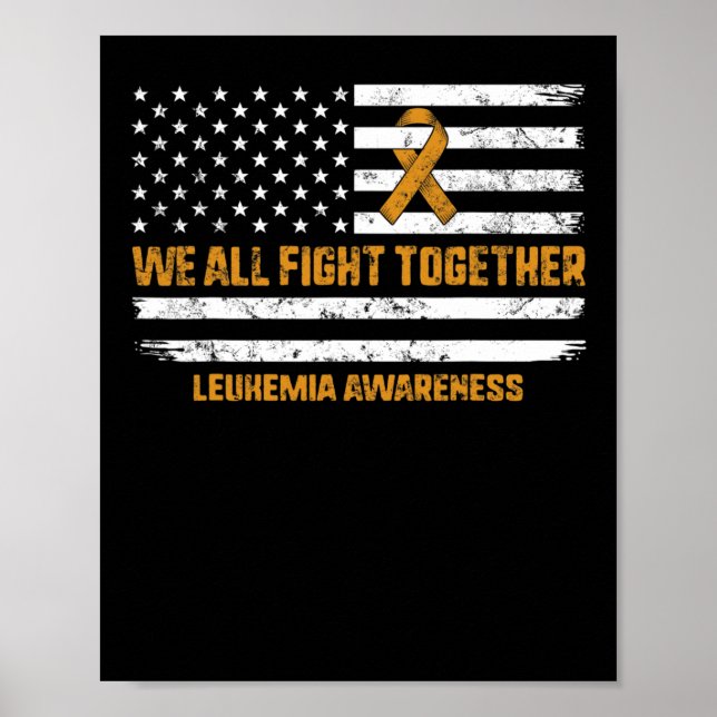 Leukemia Awareness Orange Ribbon USA flagga Warrio Poster (Framsidan)