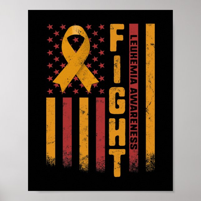 Leukemia Awareness Orange Ribbon USA flagga Warrio Poster (Framsidan)
