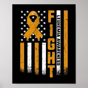 Leukemia Awareness Orange Ribbon USA flagga Warrio Poster