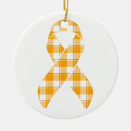 Leukemia Awareness Plaid Orange Ribbon Julgransprydnad Keramik