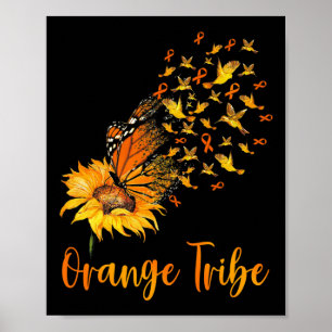 Leukemia Awareness Solros Butterfly Orange Ribb Poster