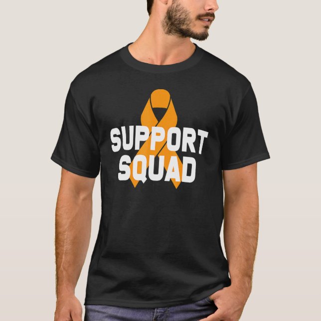 Leukemia Awareness Support Squad Orange Ribbon T Shirt (Framsida)